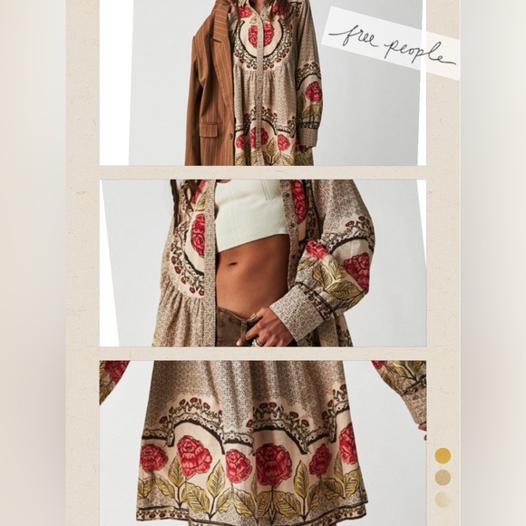 🆕Free People ‘Smell The Roses’ Button Down Mini Shirt Dress Sz M